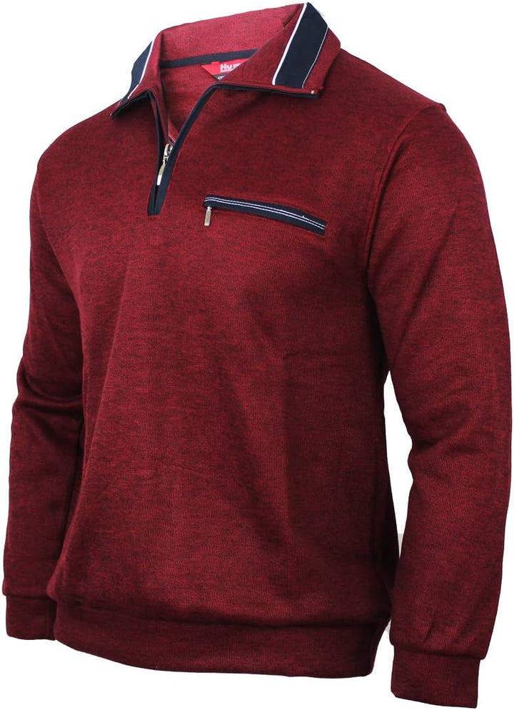 Soltice Herren Langarm Sweatshirt mit Brusttasche, Gestreifter Strickpullover mit Kragen, Meliert, W