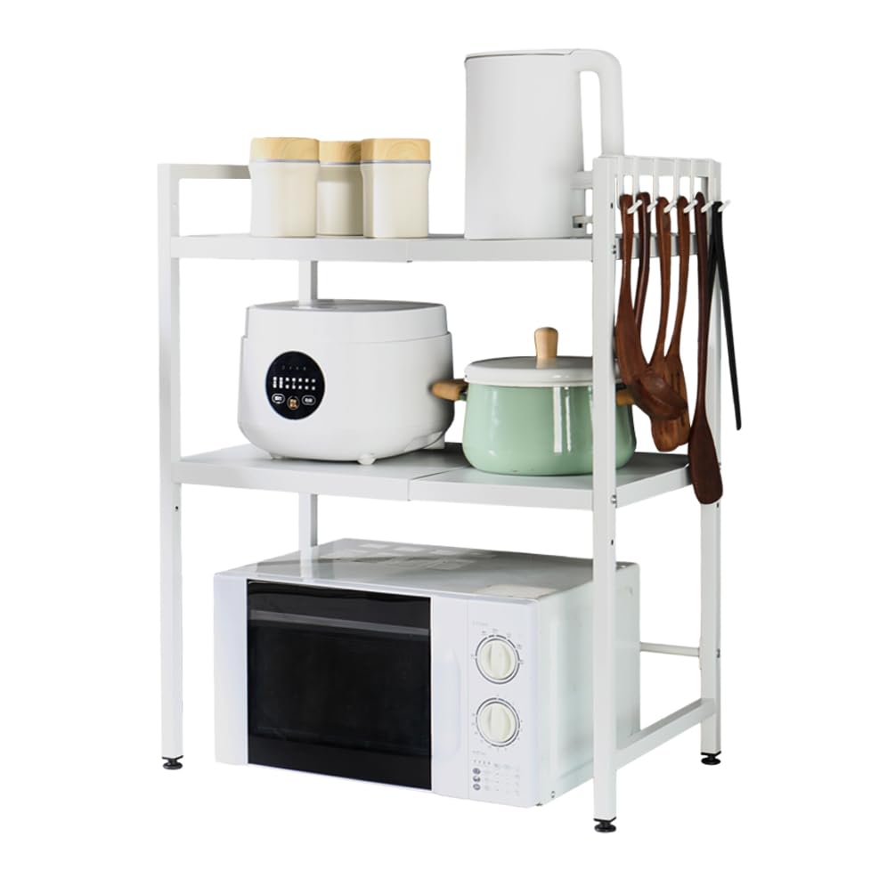 BAOYOUNI 2-stöckiges erweiterbares Mikrowellen-Regal, Ständer über Toaster, Bäcker-Regal, Badezimmer