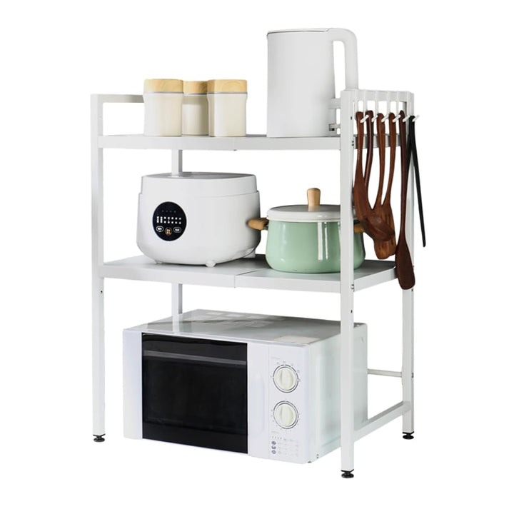 BAOYOUNI 2-stöckiges erweiterbares Mikrowellen-Regal, Ständer über Toaster, Bäcker-Regal, Badezimmer