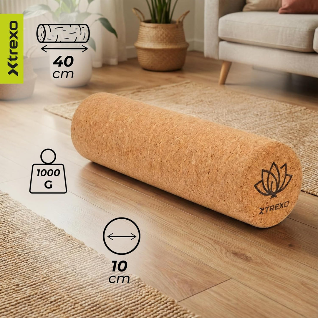 TREXO Brauner Kork Triggerpunktrolle 40x10 cm aus 100% natürlichem, ökologischem Kork Vielseitig ein