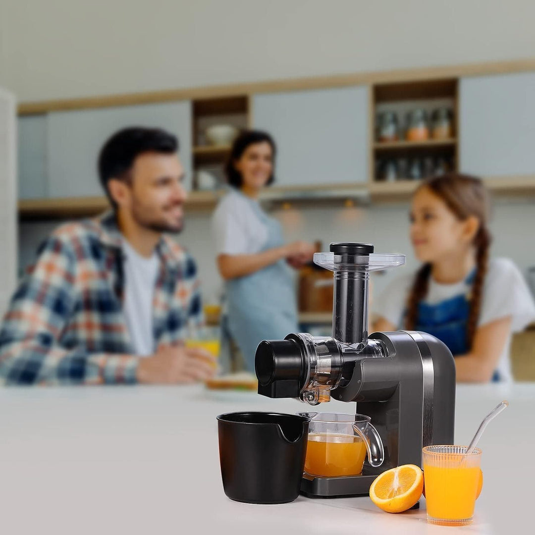 Slow Juicer mit 200W Motor, leise, Umkehrfunktion, schonende Saftpresse, langsame Rotation, einfache