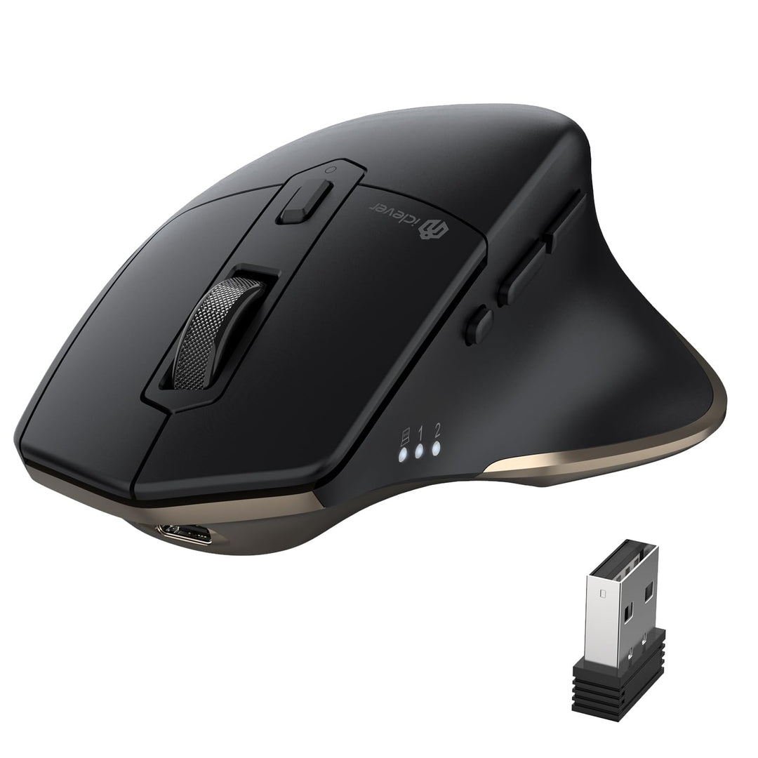 Bluetooth Maus, iClever Rechargeable Ergonomiche Maus Kabellose Mouse, Wiederaufladbarer Akku, Multi