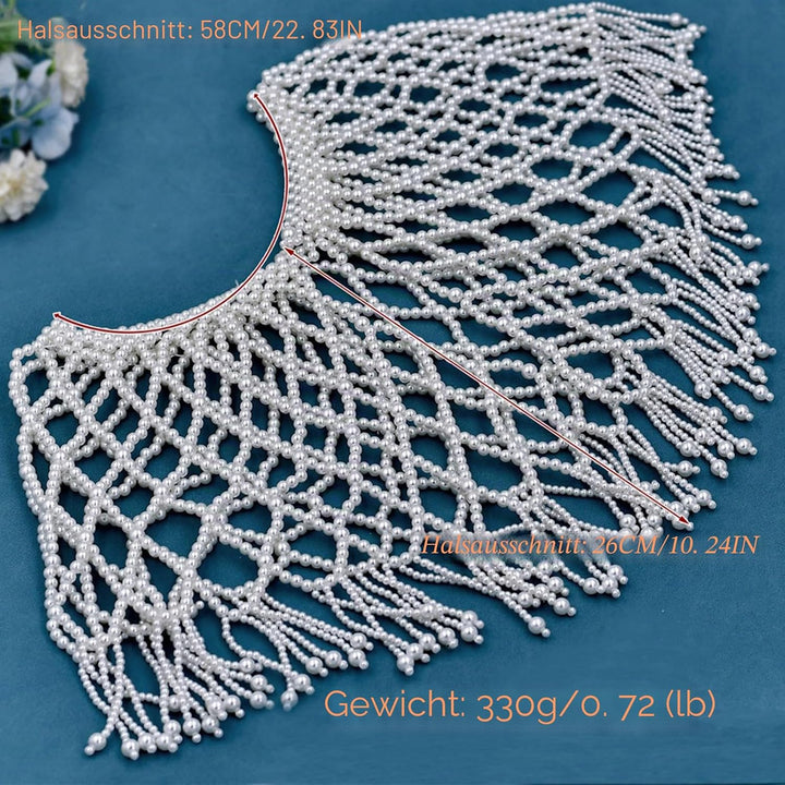 Vintage-Perlen-Umhang, Damenschal, Perlen-Capelet für Braut, Hochzeit, Steampunk-Kostüm Einheitsgrös