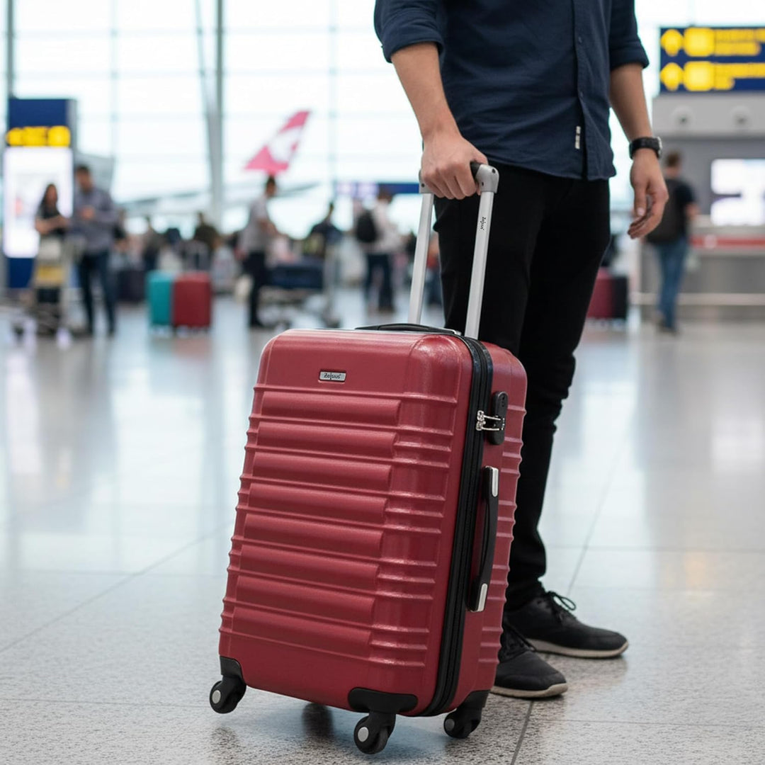 Zelsius Koffer Set 4 Stück, Rot | ABS Hartschalenkoffer mit Zahlenschloss, 4 Rollen und Innen Trennw