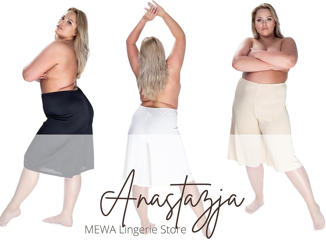 Mewa Glatter Kurze Hose ANASTAZJA, Kurze Hose mit einem Breiten Hosenbeine, Halbküchen für Damen, Un