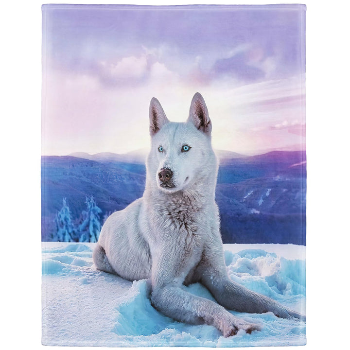 YISUMEI Flauschige Decke 150x200 Bett Kuscheldecke Sofa Wohndecke mit Motiv Schnee Weisser Wolf 150