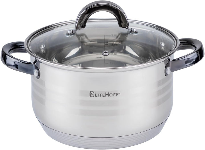 EliteHoff Topfset Induktion, Kochtopf Set mit Glasdeckel, 7-lagiger Edelstahl Topf und Pfannenset mi