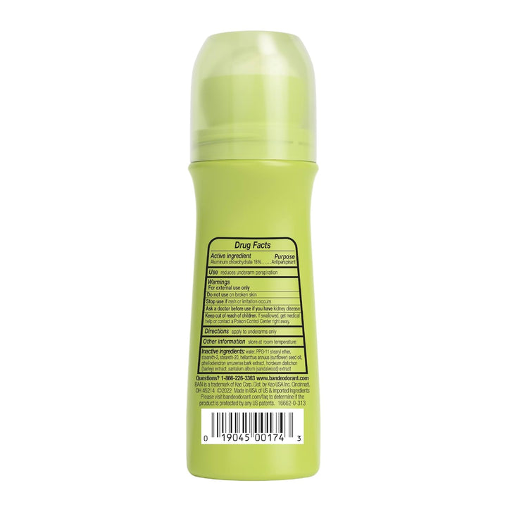 Ban Roll-On Antiperspirant Deodorant, Unscented, 3.5-Ounce Bottles (Pack of 4) by Ban