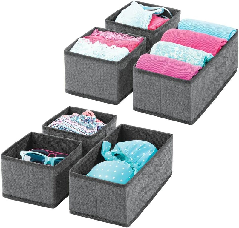 mDesign 6er-Set Aufbewahrungsbox – atmungsaktive Stoffbox für Socken, Unterwäsche, Leggings etc. – v