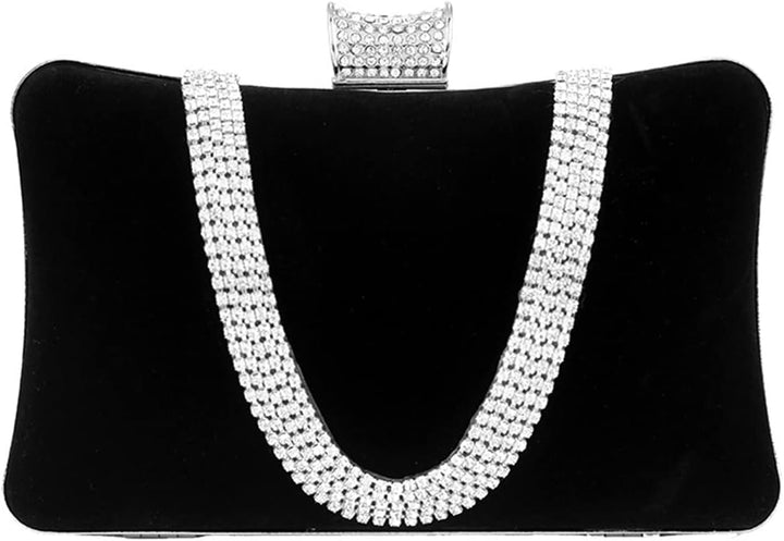 CORIOS Damen Abendtasche Samt Clutch Bag Glitter Strass Handtasche Kette Tasche Shining Portemonnaie