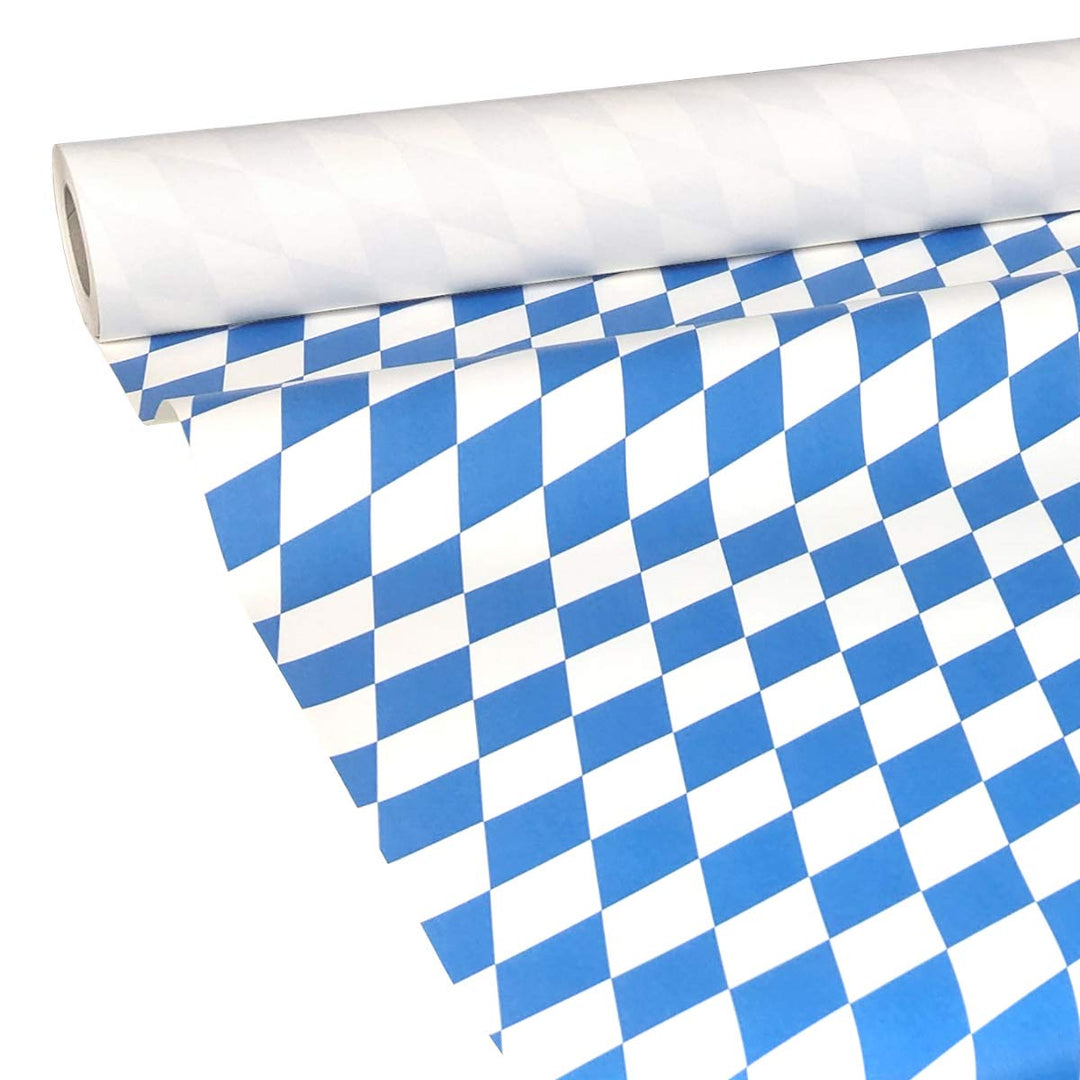 JUNOPAX 50m x 1,00m Papiertischdecke Raute weiss-blau 50 m x 1,00 m Oktoberfest Raute Blau-weiss, 50