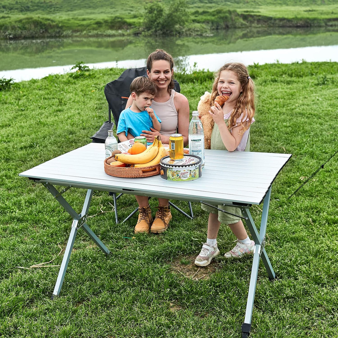 EVER ADVANCED Campingtisch Klappbar Aluminium 120X70CM Klapptisch 80KG Belastbar Aufrollbarer Tischp