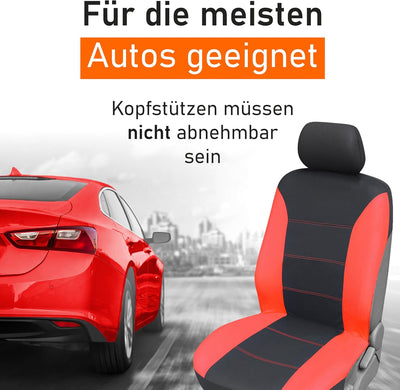 Upgrade4cars Autositzbezüge Set für die Vordersitze | Auto-Schonbezüge Universal in Rot | Autositzbe