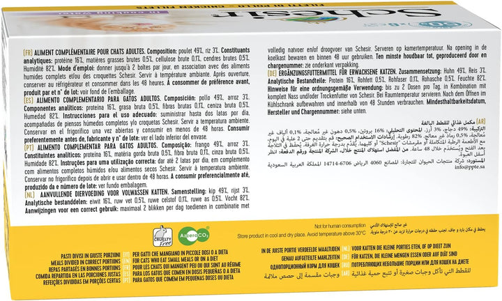 Schesir Cat Natural Hühnerfilet, Katzenfutter nass im eigenen Saft, 8 x 6 Dosen x 50 g Natural Hühne