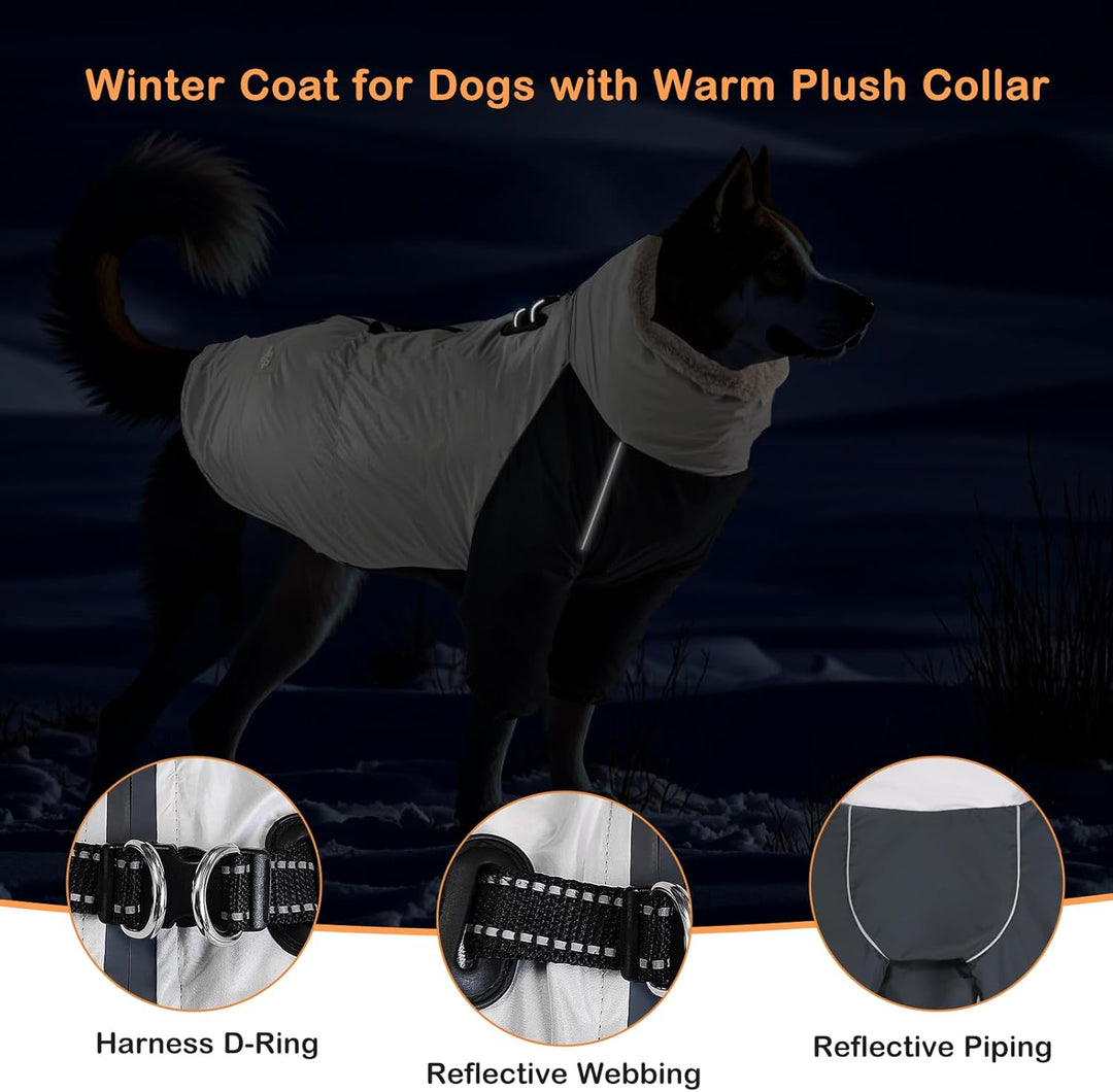 Hundemantel Grosse Winddicht Warmer Hundekapuzenpulli Eingebautes Geschirr Für Mittlere Und Grosse H