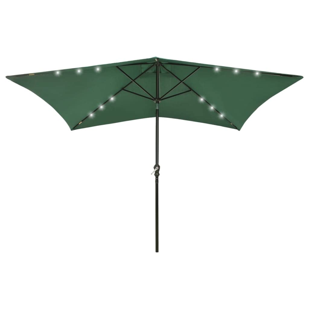 vidaXL Sonnenschirm mit LEDs Stahl-Mast Gartenschirm Marktschirm Strandschirm Schirm Sonnenschutz Ku