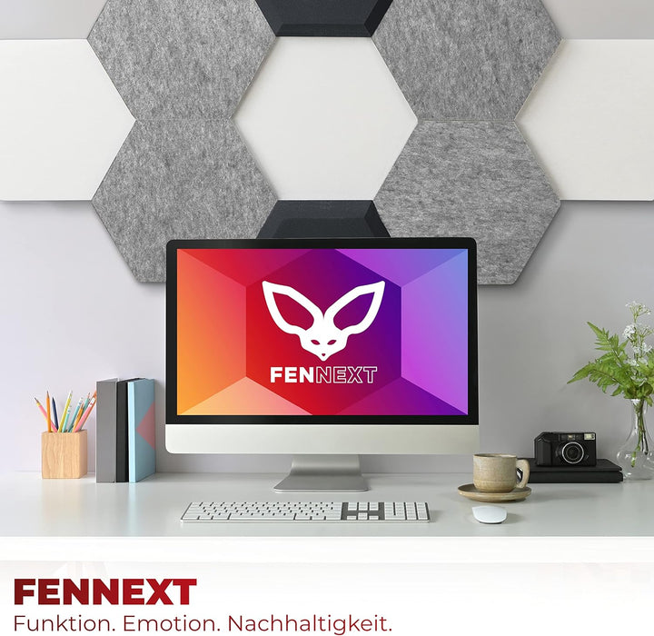 FENNEXT® Schallabsorber Wand Paneele [9 Stk.] für spürbar reduzierte Geräusche I Modernes Akustikbil