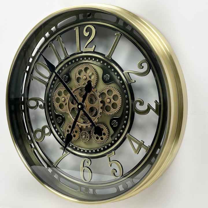 DORBOKER Wanduhr Gross mit Beweglichen Zahnrädern Moderne Industrial Steampunk XXL Vintage Retro Ant