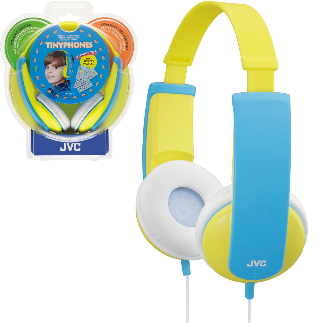 JVC HA-KD5-Y-E Kinder Stereo Kopfhörer mit reduzierter Lautstärke (85dB/1mW), Gelb, Gelb