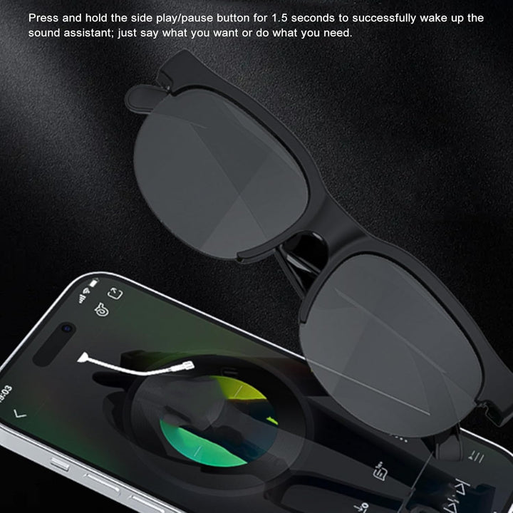 AI -Übersetzung Smart Brille für Männer & Frauen - Echtzeit 115 Sprachen Übersetzer Bluetooth Sonnen