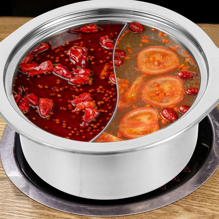 Edelstahl Hot Pot mit Zwei Kammern Kleiner Vielseitiger Suppentopf für Restaurant und Haushalt Schne