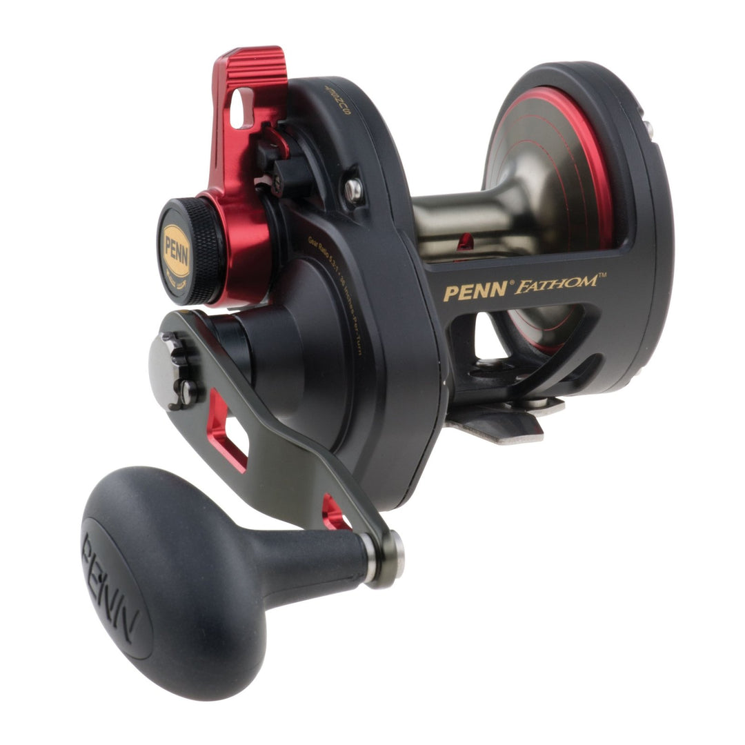 Penn Fathom Hebelzug-Multirolle – Schwarz/Rot 25, 25