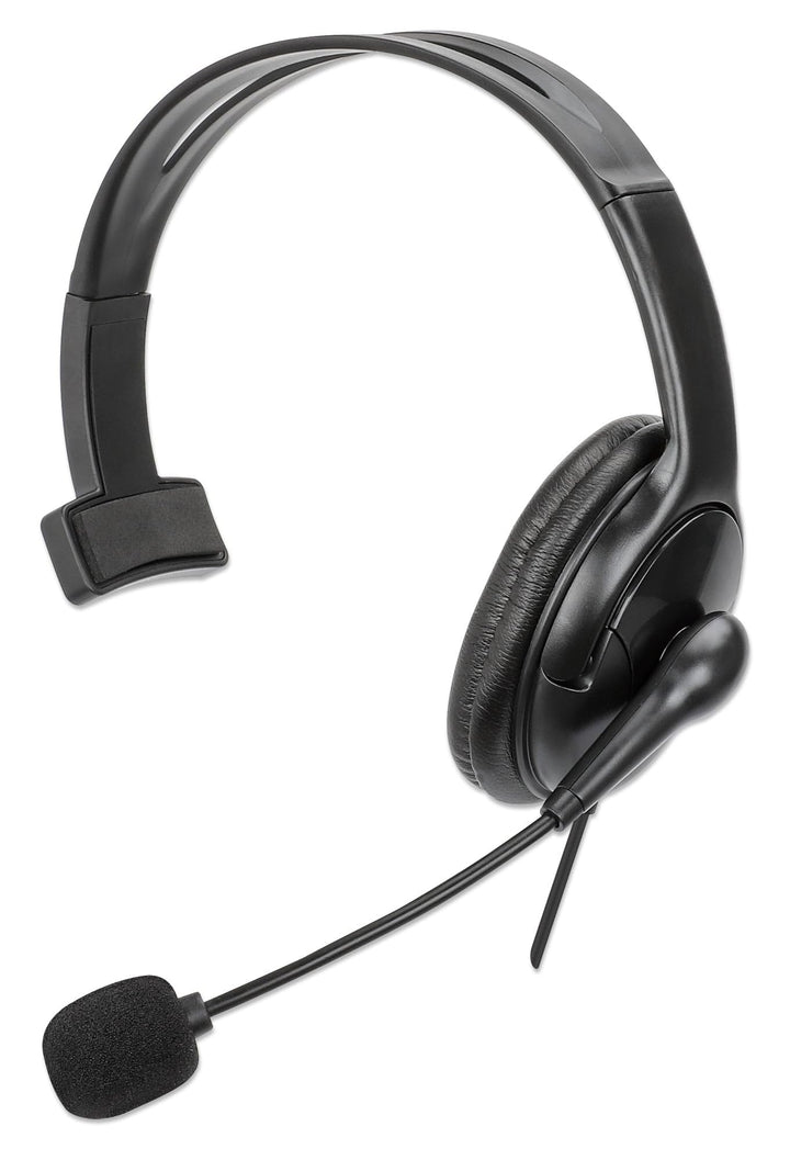 Manhattan Mono USB-Headset Links/rechts tragbar 2m Kabel, Schwarz