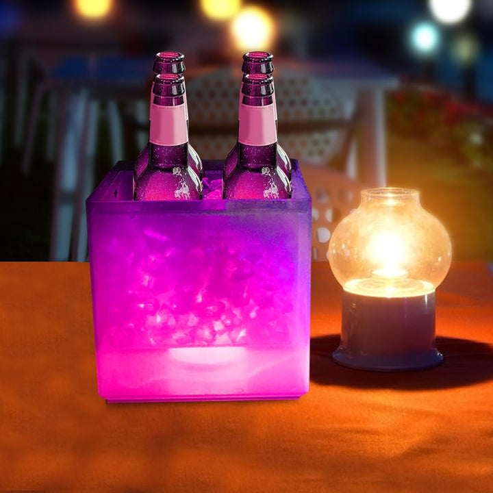 LED Eiskübel 3,5L Ice Bucket mit Farbwechsel - Wein & Sektkühler, Eiswürfeleimer, Getränkebehälter,