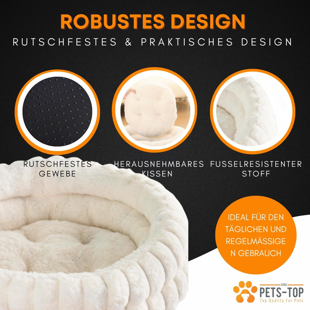Katzenbett Flauschig – Katzenkissen Rund Weich – Cat Bed Waschbar – Schlafplatz für Katze & Kleine H