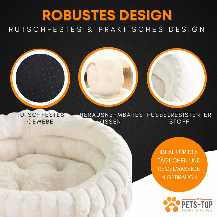 Katzenbett Flauschig – Katzenkissen Rund Weich – Cat Bed Waschbar – Schlafplatz für Katze & Kleine H