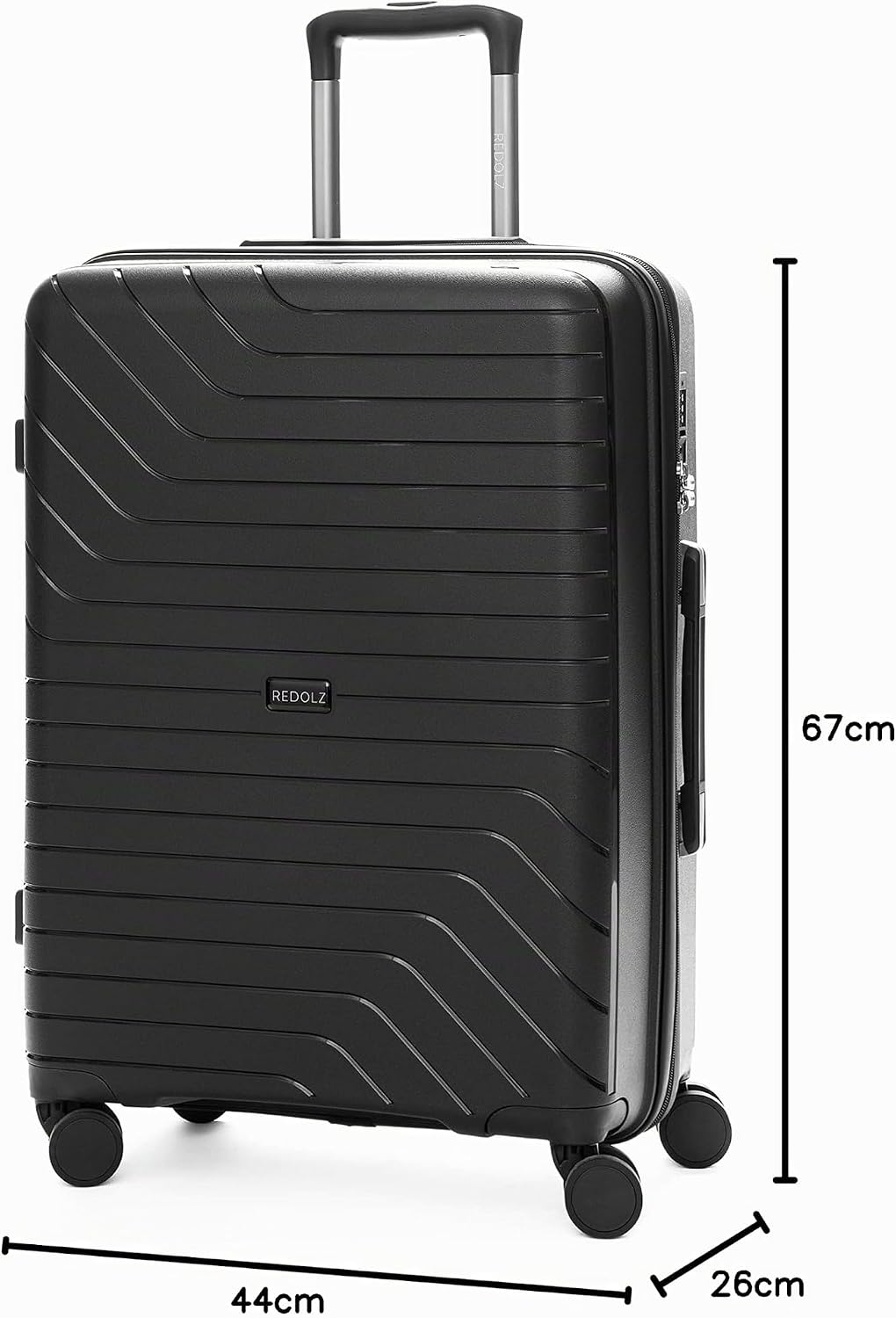 REDOLZ Essentials 05 Hartschalen Check-in Koffer | Mittelgrosser M Trolley 44 x 26 x 67 cm aus hochw