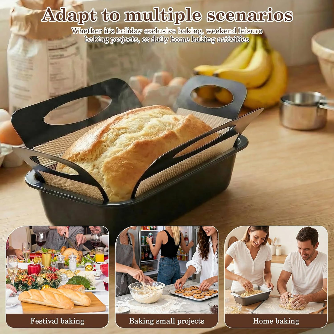 2 Stück Brotbackform Kasten, Karbonstahl Kastenform Brot 25x15x6cm mit 2 Backmatte, BPA-frei Antihaf