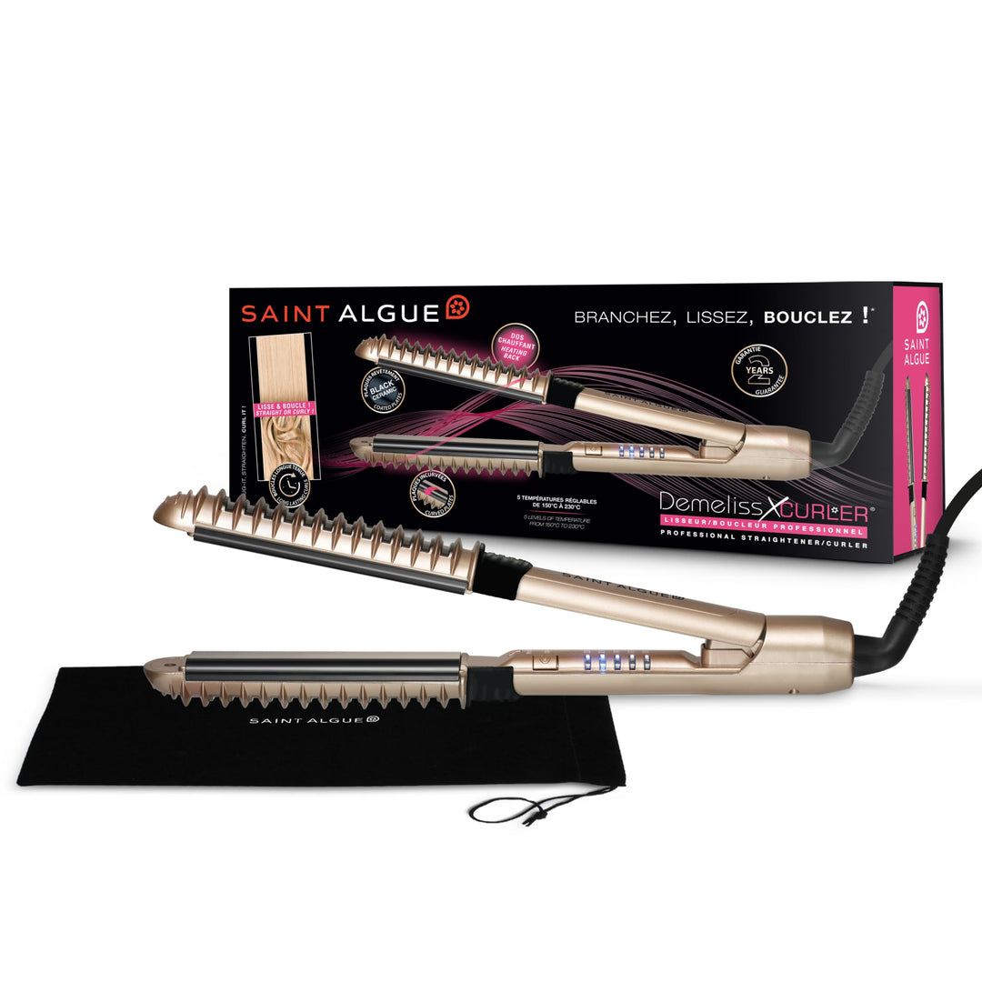 Demeliss - Saint Algue - XCURLER, 2 in 1 Curl -Glättchen, 24 mm gebogene Platten, Keramikbeschichtun