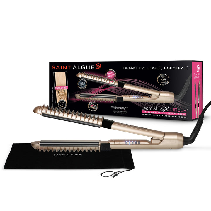 Demeliss - Saint Algue - XCURLER, 2 in 1 Curl -Glättchen, 24 mm gebogene Platten, Keramikbeschichtun