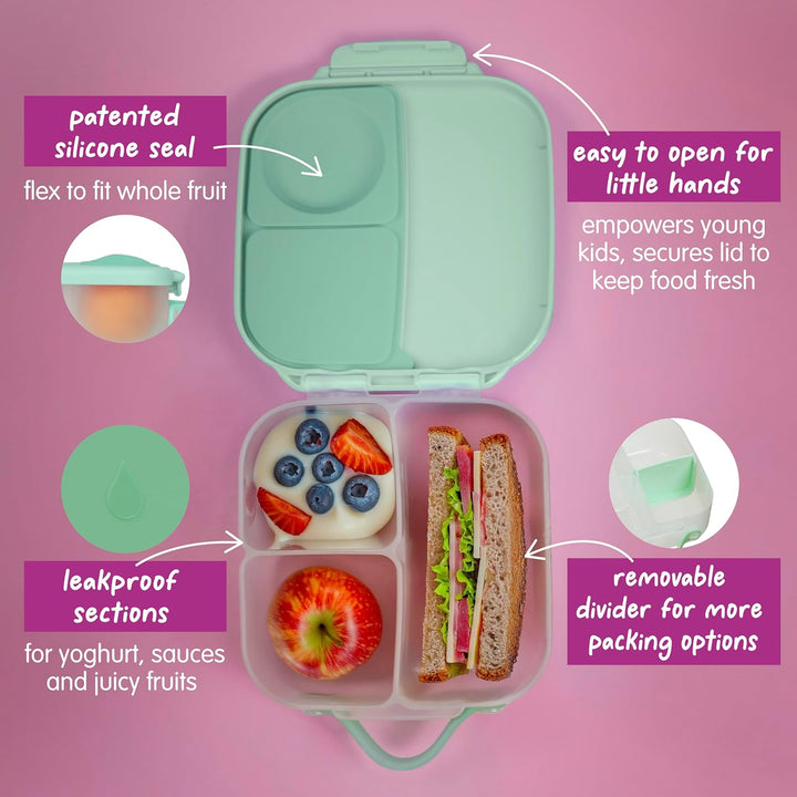 b.box Mini Brotdose | Bento-Box mit 3 Fächern (2 auslaufsicher) | Ideal für Kleinkinder, Kinderlunch