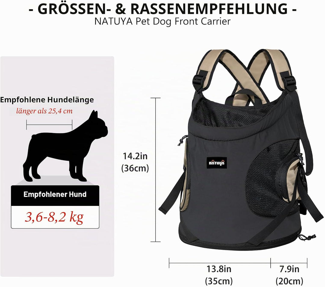 NATUYA Hundetragetasche für kleine Hunde, Haustier-Tragetasche mit gepolsterter Bodenmatte, 2 Reissv