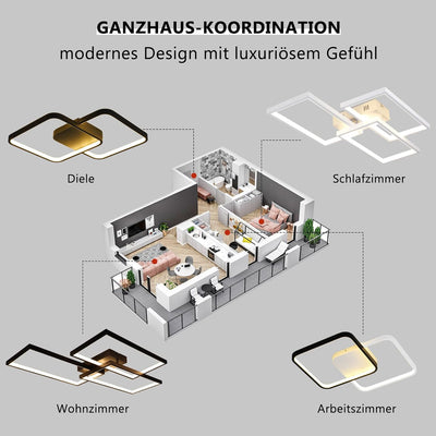 CBJKTX LED Deckenleuchte Wohnzimmer Deckenlampe - Schwarz 80CM 72W Modern Wohnzimmerlampe Dimmbar mi