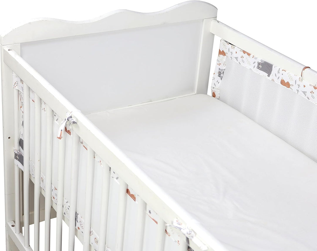 TupTam Gitterstäbe Schutz Netz Babybett Nestchen 3D Mesh 2er Pack, Farbe: Wilde Tiere, Grösse: ca. 1