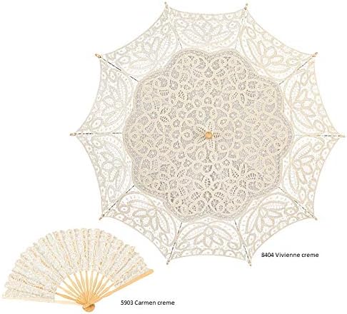 VON LILIENFELD Hochzeitsschirm Brautschirm Vivienne Spitze Deko Sonnenschirm Accessoire creme, creme