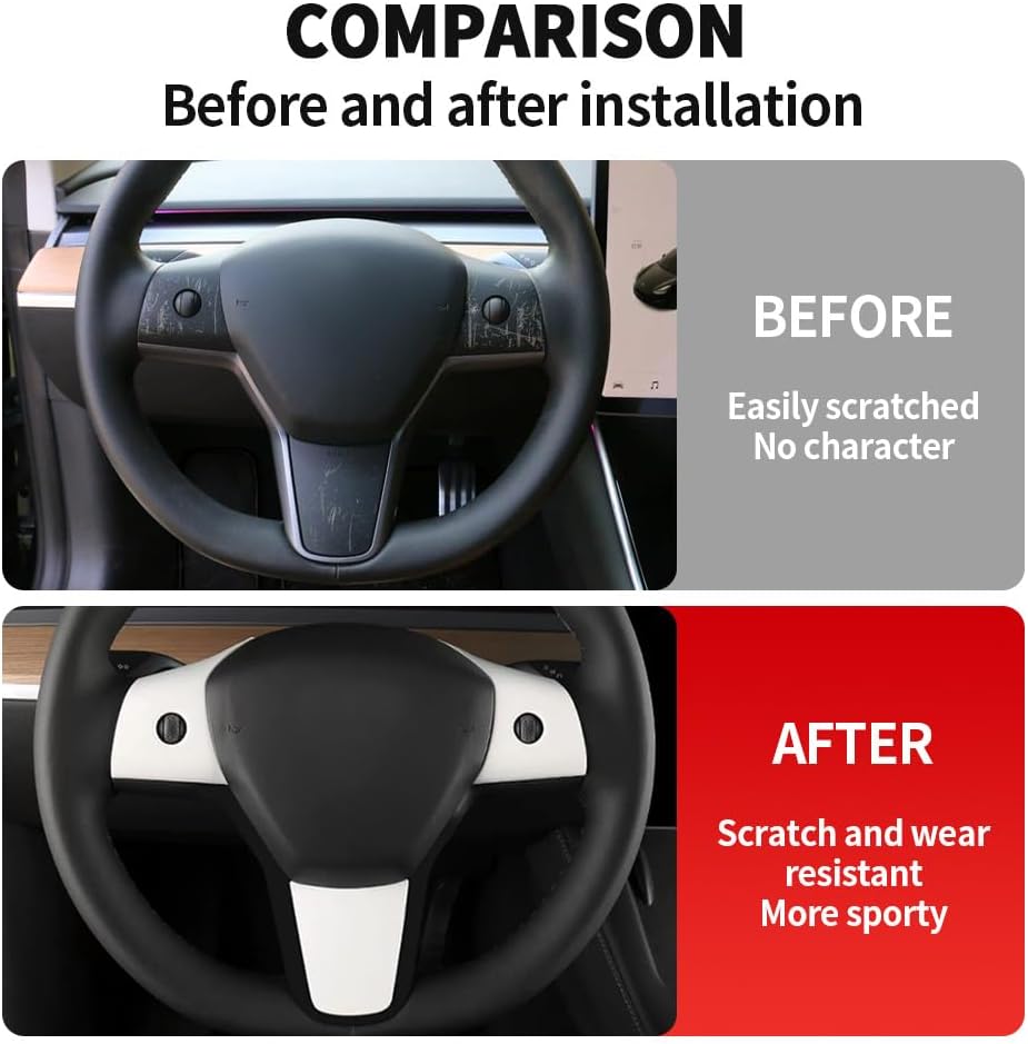 KKTR-CAR Lenkradabdeckung für Tesla Model3 ModelY 2018-2023 Innenraum modifiziertes Auto-Lenkrad-Zub