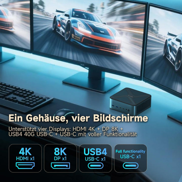 ALLIWAVA GH8 Mini PC, AMD Ryzen 9 8945HS (bis zu 5,2 GHz), 32 GB DDR5 RAM 1 TB SSD, AMD Radeon 780M,
