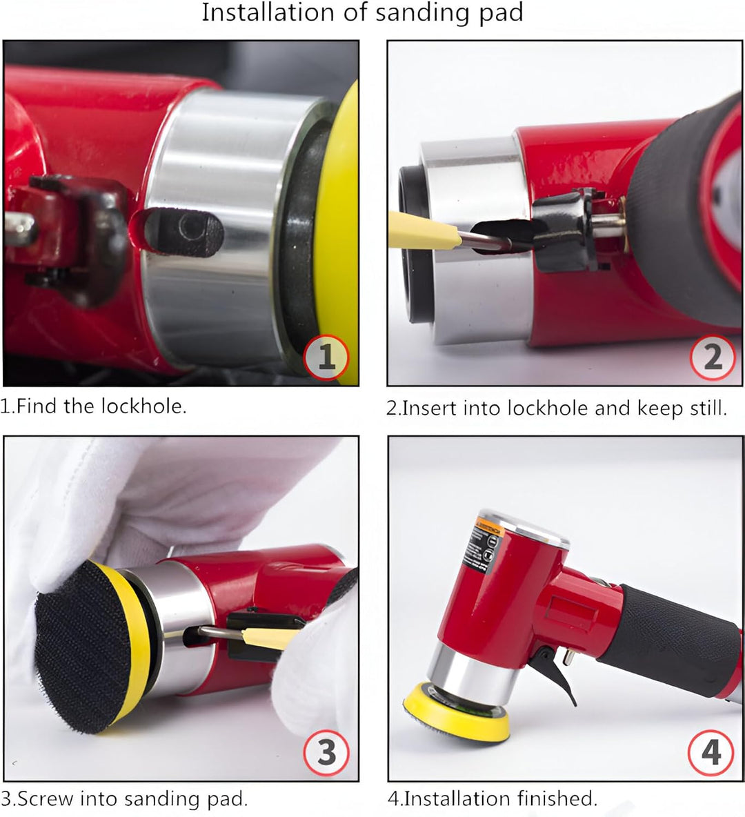 Druckluft Exzenterschleifer Winkelschleifer Polierer Mini Gerade Lang Rot mit 50mm und 75mm Schleift