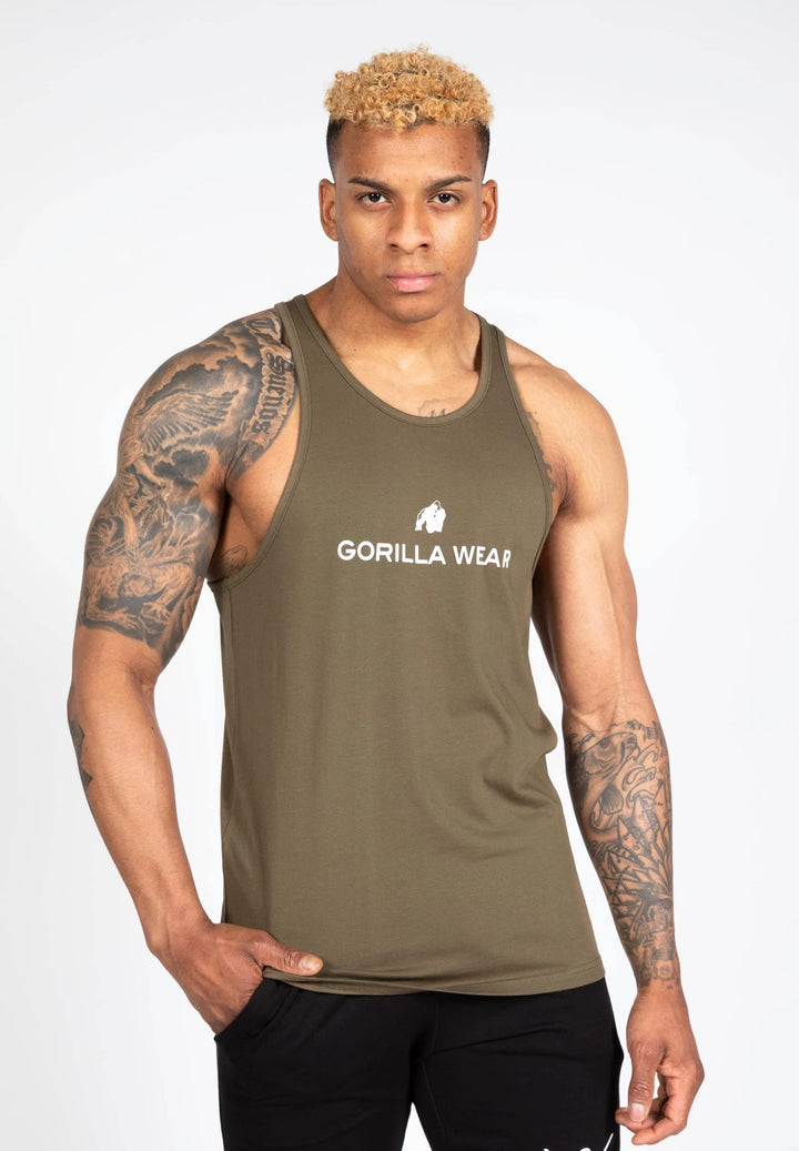 Gorilla Wear - Carter Stretch Tank Top - schwarz - Bodybuilding Sport Alltag Freizeit mit Logo Aufdr