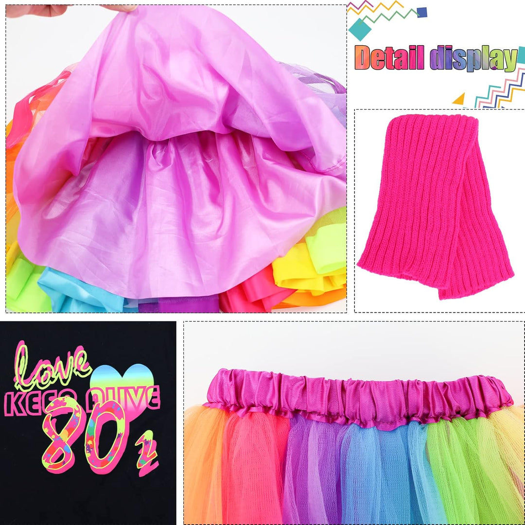 Firecos 80er Jahre Kostüm für Kinder Cosplay Thema Anzug Fancy Kleid 80er Jahre Outfit Kleid Zubehör