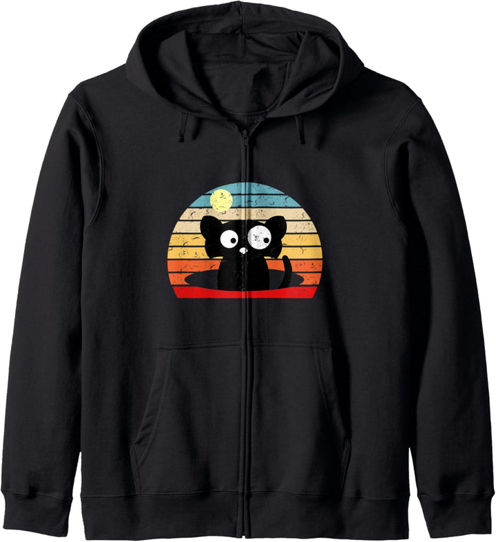 Vintage Black Cat Lover Retro Style Cats Kapuzenjacke
