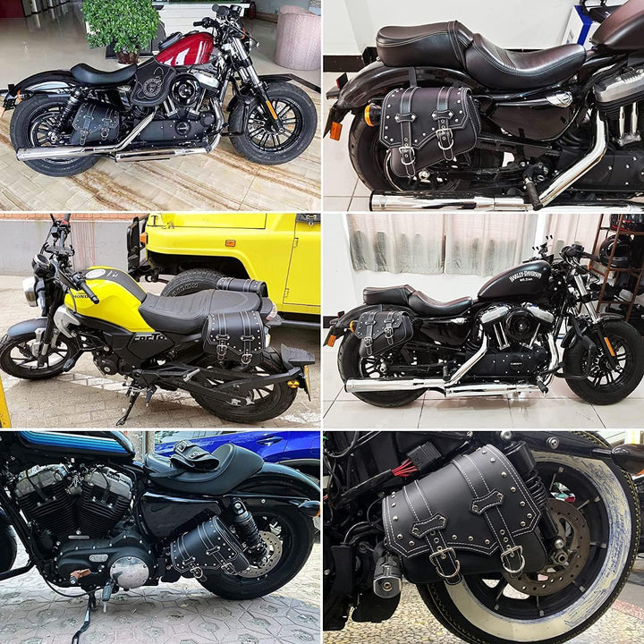 Motorrad-Satteltaschen– Satteltaschen Softail PVC Leder für Harley Sportster Wasserdicht,seitliche W