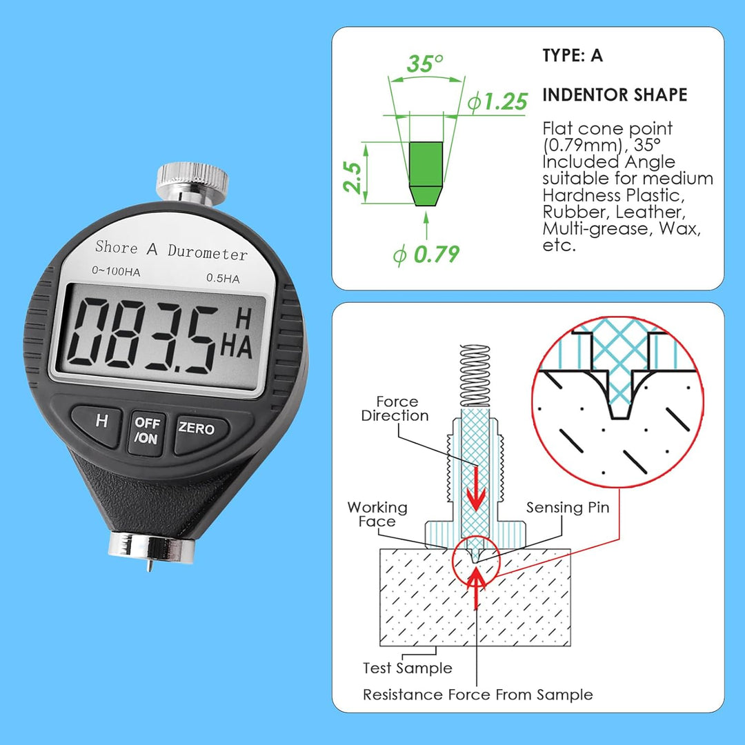 GAIN EXPRESS Hand Shore-A-Härte-Meter Prüfvorrichtung bewegliche Digital LCD Display Durometer 0~100