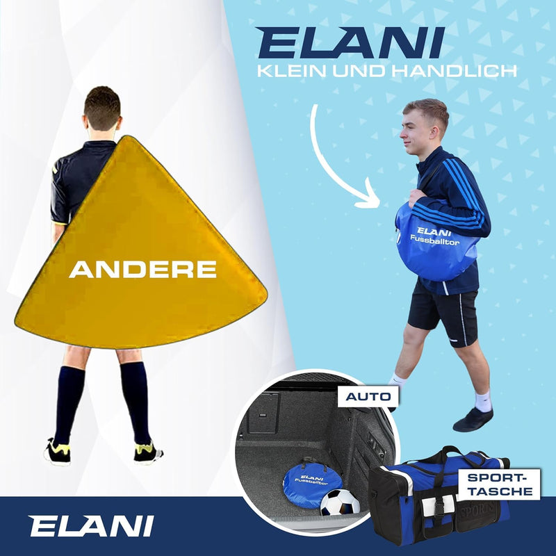 ELANI - Fussballtor Set mit 2 Toren - doppelt verstärkte Seiten & Tragetasche mit 8 Heringen für sic