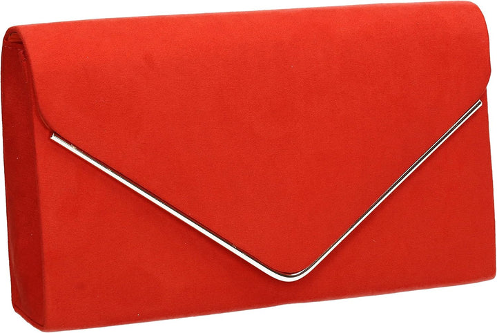 SwankySwans Oscar Envelope Suede Velvet Party Prom Clutch Bag Tasche Orange (Orange 03), Orange (Ora