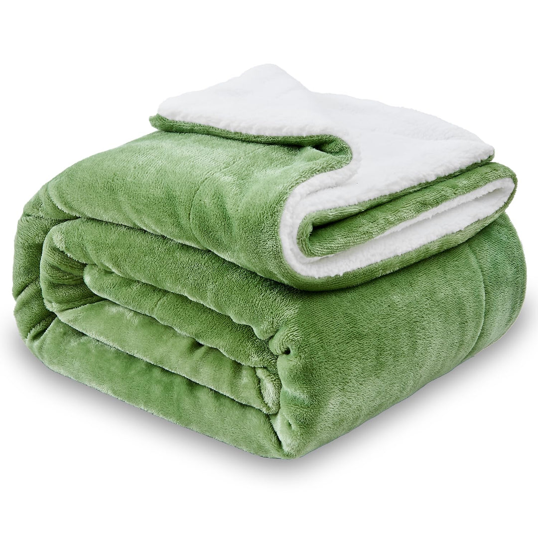 SOCHOW Sherpa Decke Salbei Grün zweiseitige Wohndecken Kuscheldecken, Dicke warm Sofadecke/Couchdeck